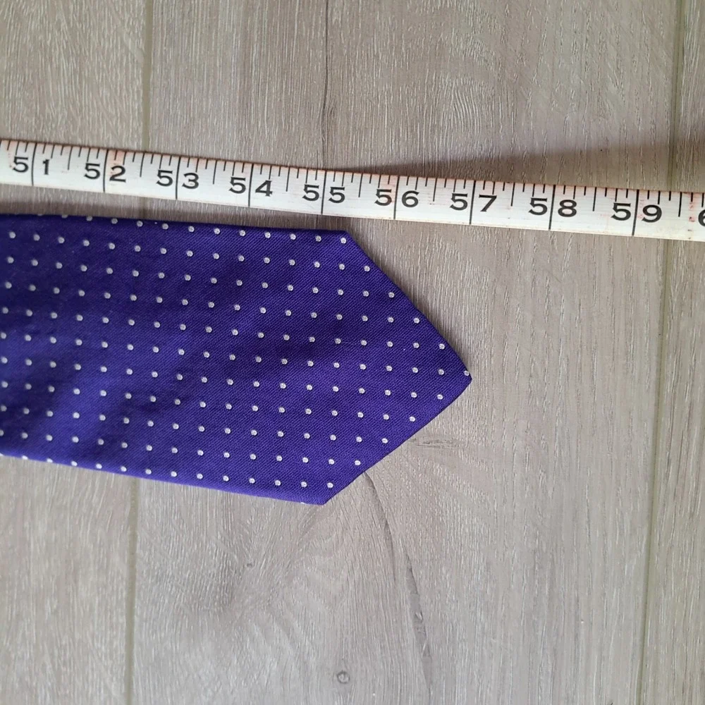 Lauren Ralph Lauren Navy Blue Polka Dot Patterned Silk Tie 57x4 Made In USA